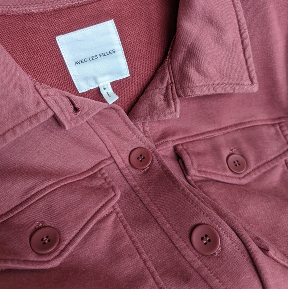 AVEC LES FILLES French Terry Mauve Pink Shacket Size Small - Picture 10 of 13